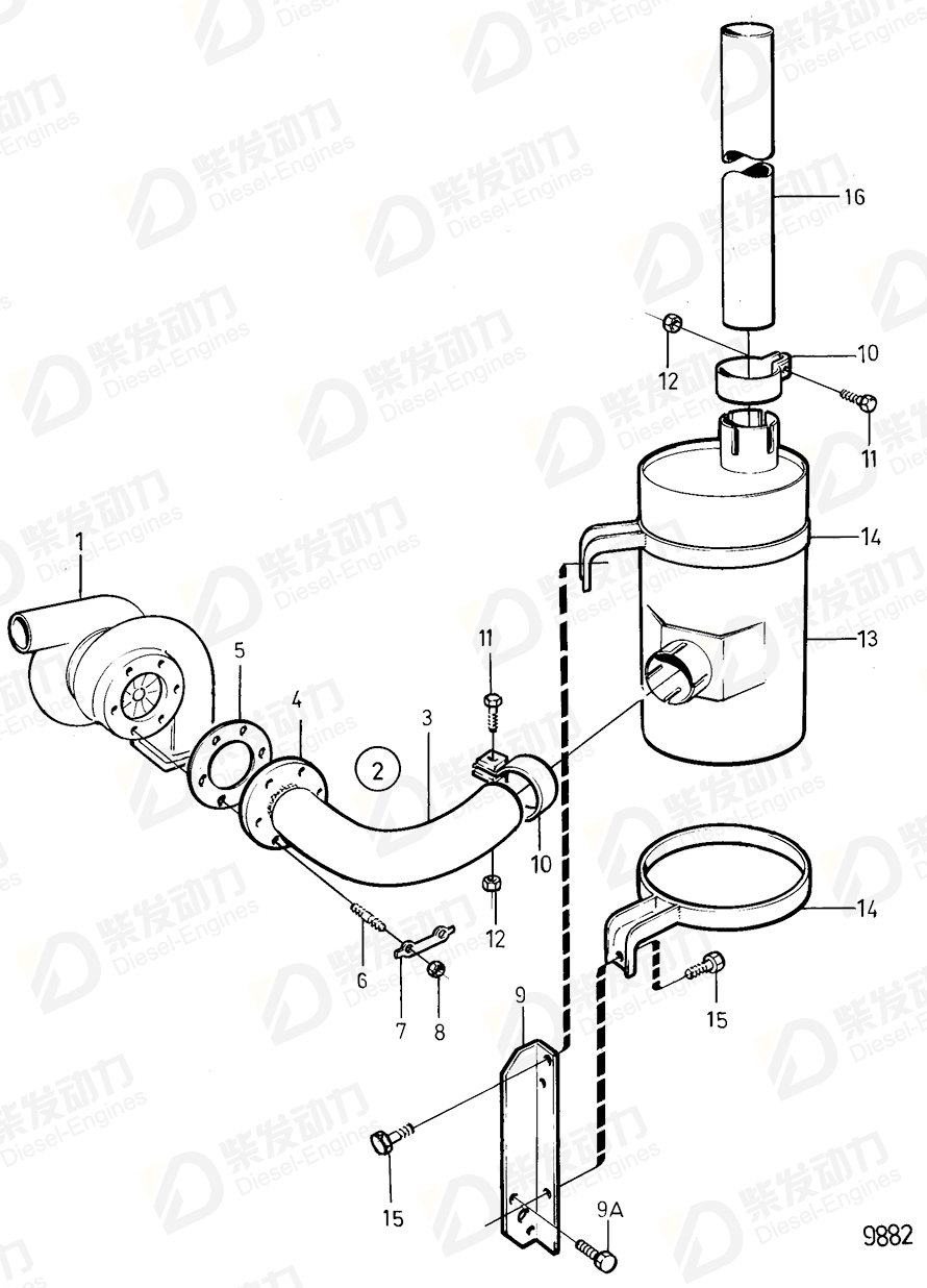 VOLVO Exhaust pipe 848840 Drawing